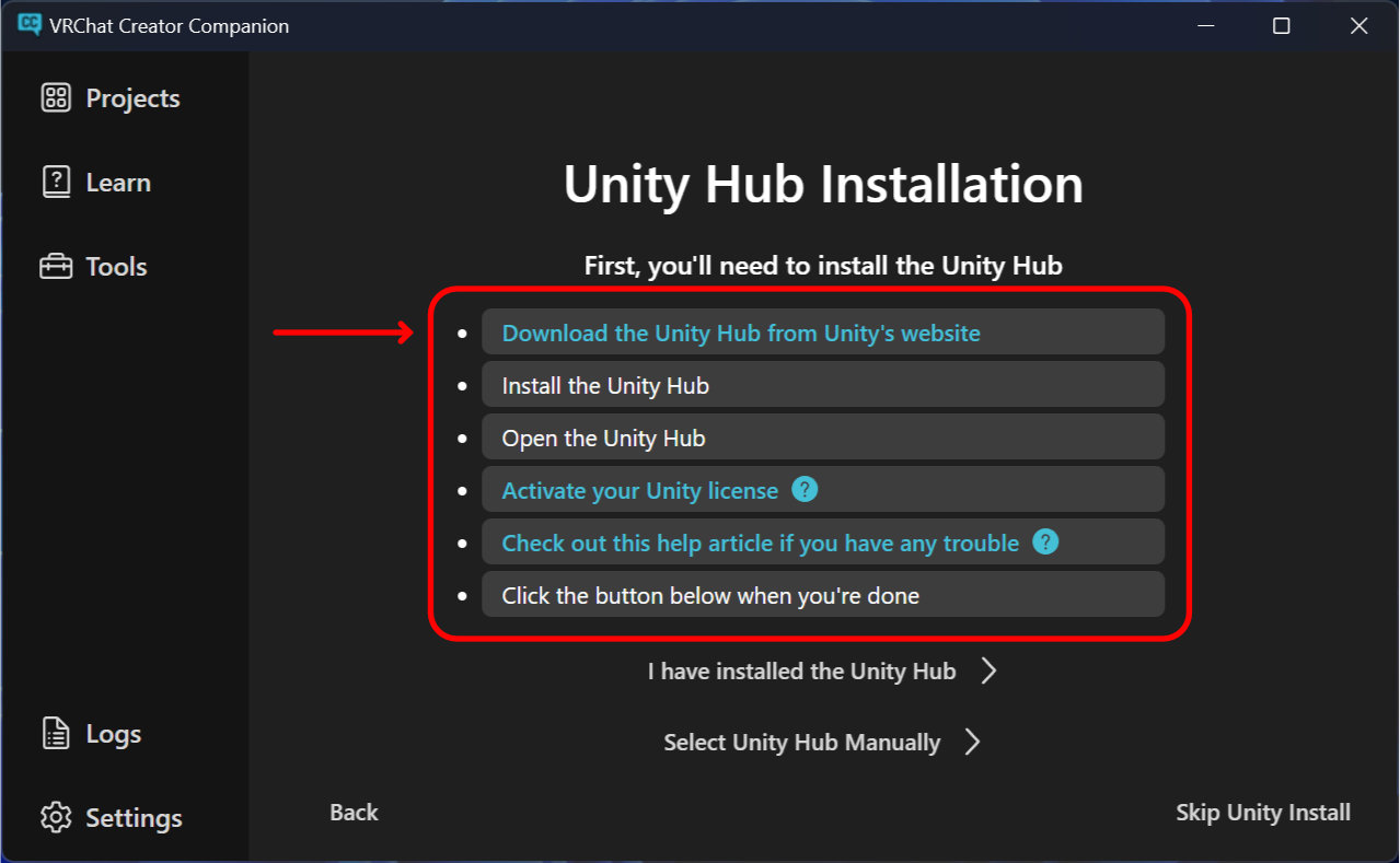 Unity Hub Installation