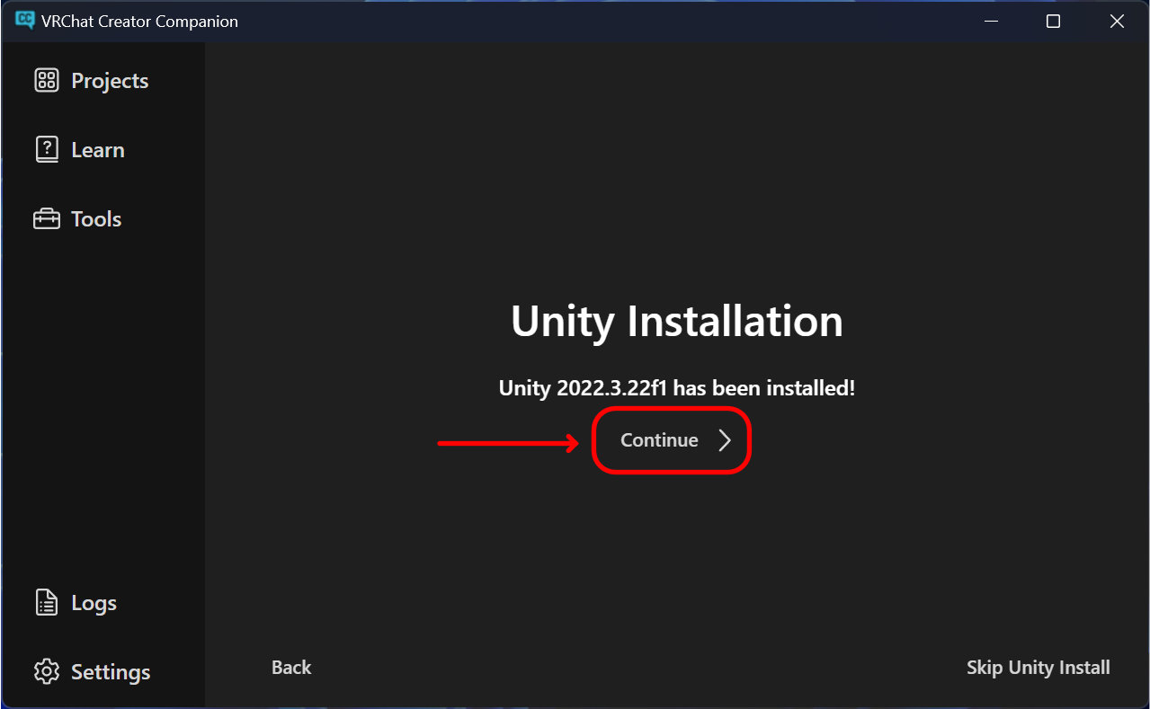 Unity Installation Success